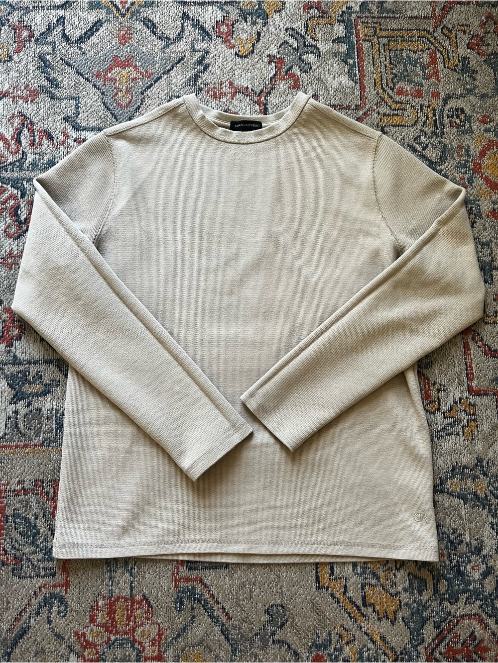 Banana Republic Cream Waffle-Knit Long Sleeve Top
